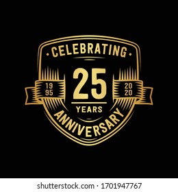 25 years anniversary celebration shield design template. 25th anniversary logo. Vector and illustration.
