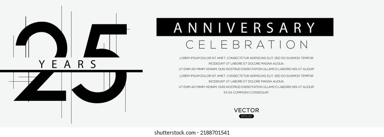 25 years anniversary celebration template, Vector illustration.