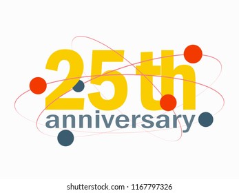 25 years anniversary celebration vector icon, logo. Template isolated design with abstract elements for 25th anniversary card 