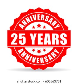 25 Years Anniversary Celebration Vector Icon On White Background