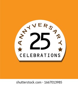 25 Years Anniversary Celebration Vintage Circle Vector Template Design Illustration