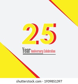 25 Years Anniversary Celebration Yellow Color Vector Template Design Illustration