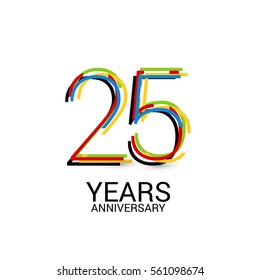 25 Years Anniversary Colorful Logo Celebration Isolated On White Background