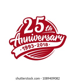 25 years anniversary design template. Vector and illustration. 25th logo.