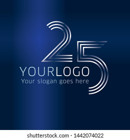 25 years anniversary design template for company logo on blue gradient background for company celebration event.