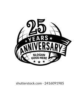 25 years anniversary design template. 25th logo. Vector and illustration.