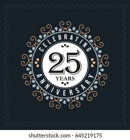 25 years anniversary design template. Vector and illustration. celebration anniversary logo. classic, vintage style