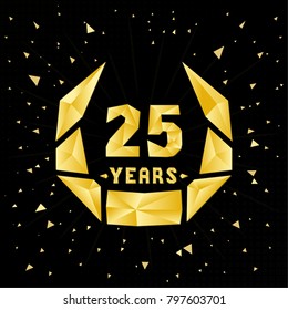 25 years anniversary design template. Low poly design.