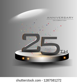 25 years anniversary design vector templates and illustrations, concepts in the future by giving a sci fi feel effect