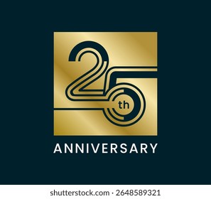 25 Years Anniversary design vector illustration. Unique 25 years logo design template. In square shape