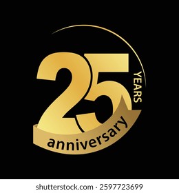 
25 years anniversary gold vector design