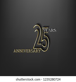 25 years Anniversary Golden line and silver text template with dark background