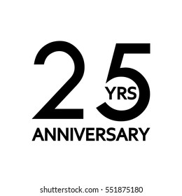 25 years anniversary icon. Anniversary decoration template. Celebrating and birthday emblem. Vector illustration.