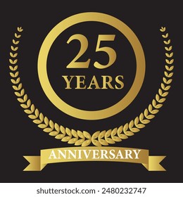 25 years anniversary icon with laurel wreath. Vector illustration.