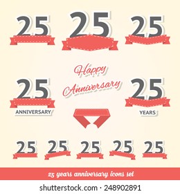 25 years anniversary icons collection