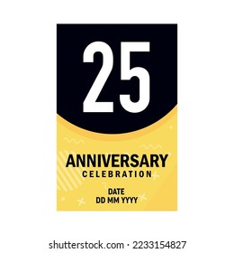 25 years anniversary invitation card  design, modern design elements, white background vector design
