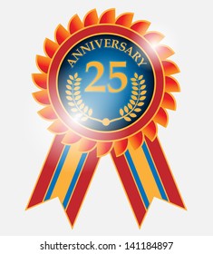 25 years anniversary label, vector illustration