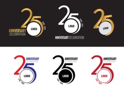 25 Years Anniversary Logo Black, Gold, White, Maroon, Red  Blue Mix  3D