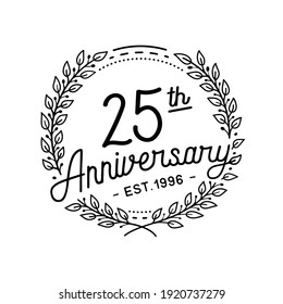 25 years anniversary logo collection. 25th years anniversary celebration hand drawn logotype. Vector and illustration.
