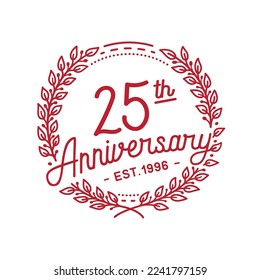 25 years anniversary logo collection. 25th years anniversary celebration hand drawn logotype. Vector and illustration.