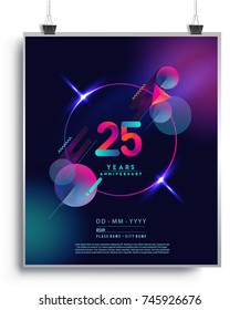 25 Years Anniversary Logo with Colorful Galactic background, Vector Design Template Elements for Invitation Card and Poster Your Birthday Celebration.