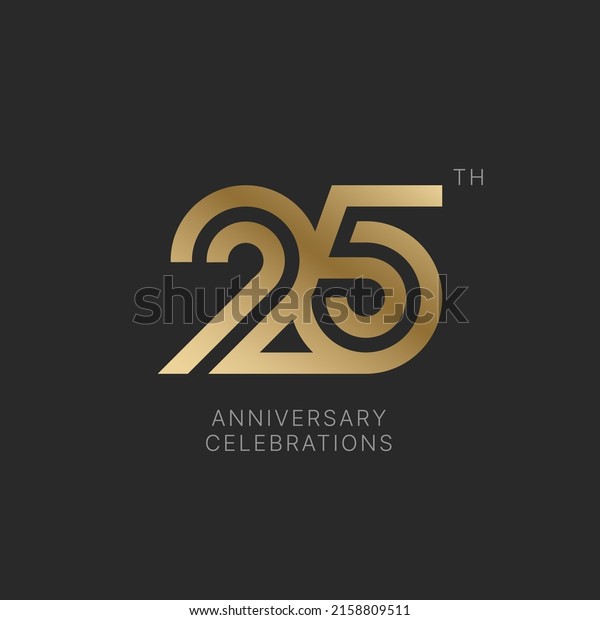 25 years anniversary logo\
design on black background for celebration event. 25th celebration\
emblem.