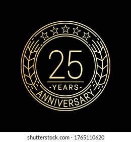 25 years anniversary logo template. 25th line art vector and illustration.