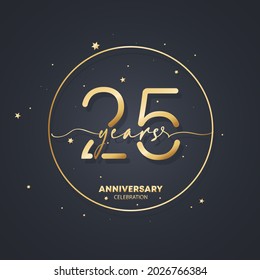 25 years anniversary logo template. 25th birthday, wedding anniversary icon. Trendy symbol image. Vector EPS 10. Isolated on background.