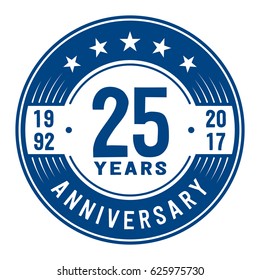 25 years anniversary logo template. Vector and illustration.