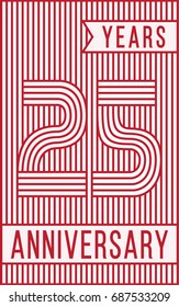 25 years anniversary logo. Vector and illustration. Line art anniversary design template.