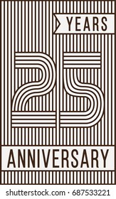 25 years anniversary logo. Vector and illustration. Line art anniversary design template.