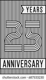 25 years anniversary logo. Vector and illustration. Line art anniversary design template.