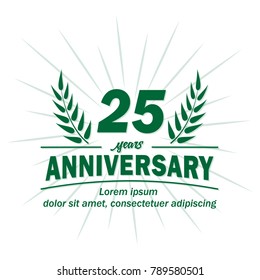 25 years anniversary logo. Vector and illustration.