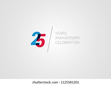25 Years Anniversary logotype blend colorful font number isolated on white background