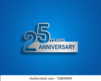 25 Years Anniversary Logotype With Outline Number Silver Color On Blue Background