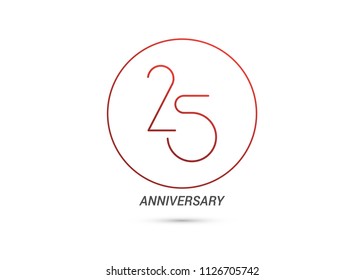 25 Years Anniversary logotype with rounded and simple red colored font numbers isolated on white background for company celebration event, birthday