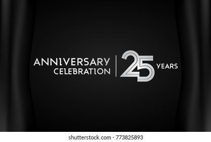  25 Years Anniversary Logotype with   Silver Multi Linear Number Isolated on Dark Background