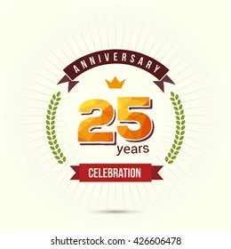 25 Years Anniversary with Low Poly Design and Laurel Ornaments