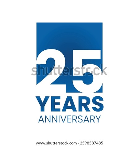 25 Years Anniversary negative space numbers blue white logo icon banner