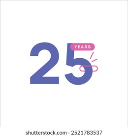 25 Years Anniversary Number Design Flat Style Collection Vector Template Illustration