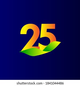 25 Years Anniversary Orange Blue Celebration Vector Template Design Illustration