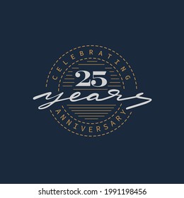 25 Years Anniversary Pictogram Vector Icon, 25th Year Birthday Logo Label.