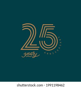 25 years anniversary pictogram vector icon, 25th year birthday logo label.