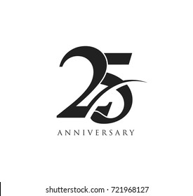 25 years anniversary pictogram vector icon, simple years birthday logo label, black and white stamp isolated