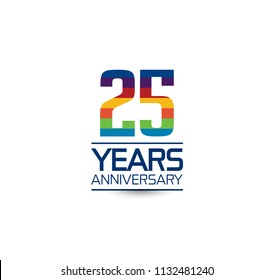 25 years anniversary rainbow color style simple design with white background for company celebration event
