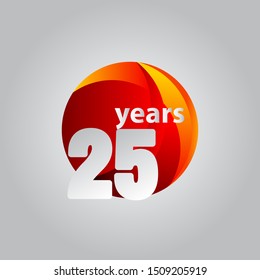 25 Years Anniversary Red Ball Vector Template Design Illustration