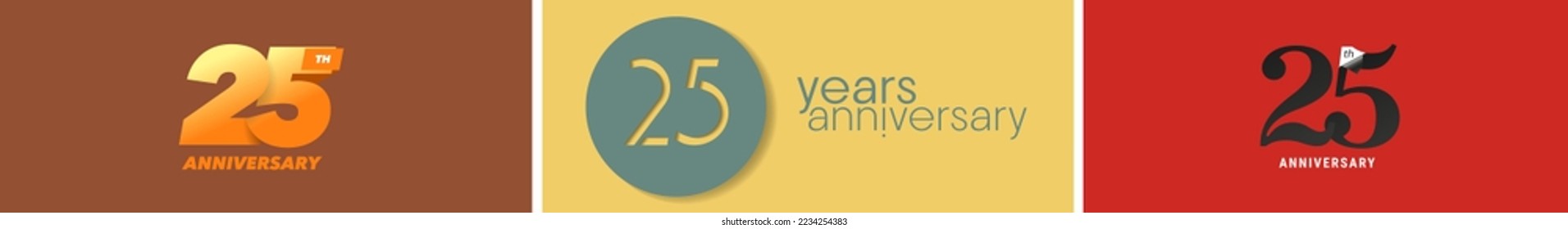 25 Jahre Jubiläum Satz von Vektorgrafik-Symbole, Logos. Design-Elemente mit goldener Zahl auf Hintergrund für 25-jähriges Bestehen