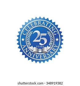 25 Years Anniversary Silver Blue Badge Logo