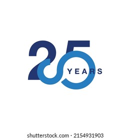 25 years anniversary silver jubilee seamless infinity logo icon unit blue