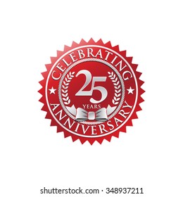 25 years anniversary silver red badge logo